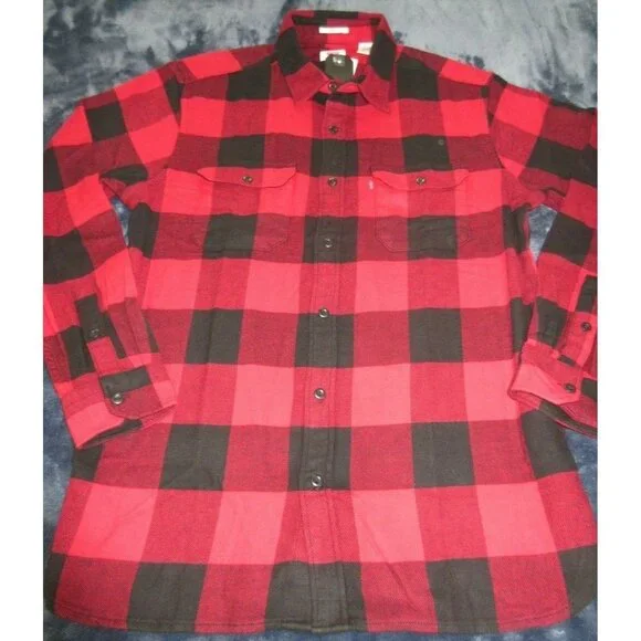 Levi's Men's Checked Jackson button up Work Shirt Red Black Classic Plaid NWT - Picture 5 of 6
